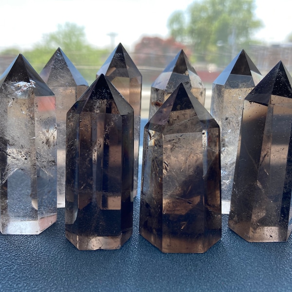 Smoky Quartz Tower Points, Smokey Quartz Towers, Natural Smoky Quartz, Smoky Quartz Point, Smoky Quartz Wand, Crystal Healing Points