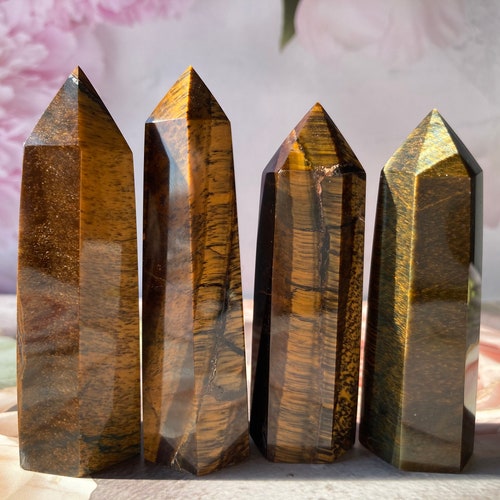 Large Natural Tiger Eye Point Sacred Yellow Tiger Eye Tower Etsy