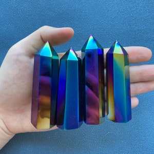 Titanium Aura Quartz Tower: Rainbow Flame Crystal Point, Home Decor