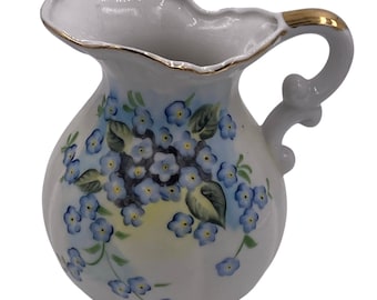 Vintage Lefton China Hand Painted "Forget-Me-Not" Pitcher