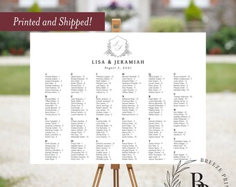 seating chart design Monogram Crest Seating Chart - Printed Seating Chart - Custom Wedding Sign - Printed Sign - Personalized Wedding Sign - Shipped Sign