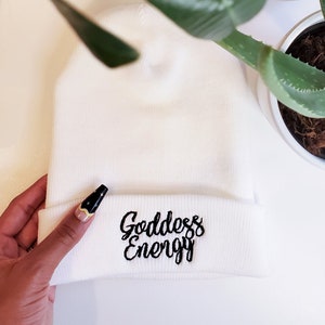 Goddess Energy Beanie Black Girl Magic, Spiritual Hat, Divine Feminine, Spiritual Black Girls, Black is Beautiful, Black Owned, Goddess image 1