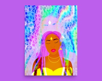 Higher Self | Zen Wall Art, Black Woman Art, Surreal Art, Black Artist, Meditation Art, Black Spiritual Meditation Art, Spiritual Black Girl