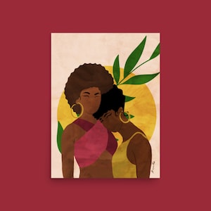 My Sister's Keeper Art Print / Hermandad, Amistad, Mejores Amigos, Amor Negro, Arte de Mujeres Negras, Hermanas Negras, Regalo para Amigo, Decoración de pared