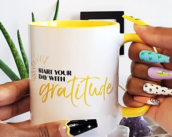 God morgonmugg | Motivationsmugg | Tacksamhetsmugg | Börja din dag med tacksamhet | Positivitetsmugg | Positivt te-mugg | Solmugg