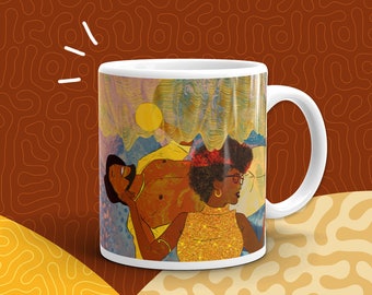 You Give Good Love Mug | Black Love Mug, Black Couple, Surreal Art, Black Artist, Black Owned, Black Art Mug, Black Illustration, Cosmic Art