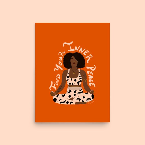 Find Your Inner Peace Art Print | Positive Quotes, Spiritual Art, Meditation Quotes, Black Spiritual Art, Yoga, Meditation, Black Woman Art