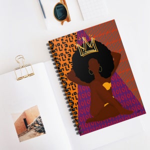Black Queen Notebook | Black Girl Journal, Black Woman Notebook, Black Artists, Black Girl Magic, Gift for Black Girl, Spiral Ruled Line