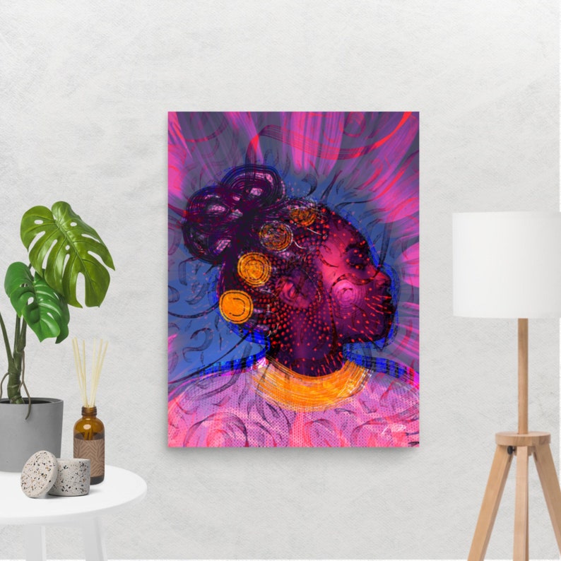 Royalty Art Print Melanin Art, Black Artist, Girl With Braids, Black Queen Wall Art, African American Art, Black Woman Art, Abstract Woman image 2