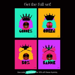 BOSS Art Print, Black Woman Art, Colorful Black Girl Art, Black Girl Wall Art, Black Goddess, Afro Queen, Black Queen, Black Owned Shops image 4