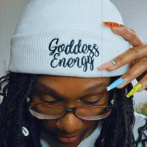 Goddess Energy Beanie Black Girl Magic, Spiritual Hat, Divine Feminine, Spiritual Black Girls, Black is Beautiful, Black Owned, Goddess image 2