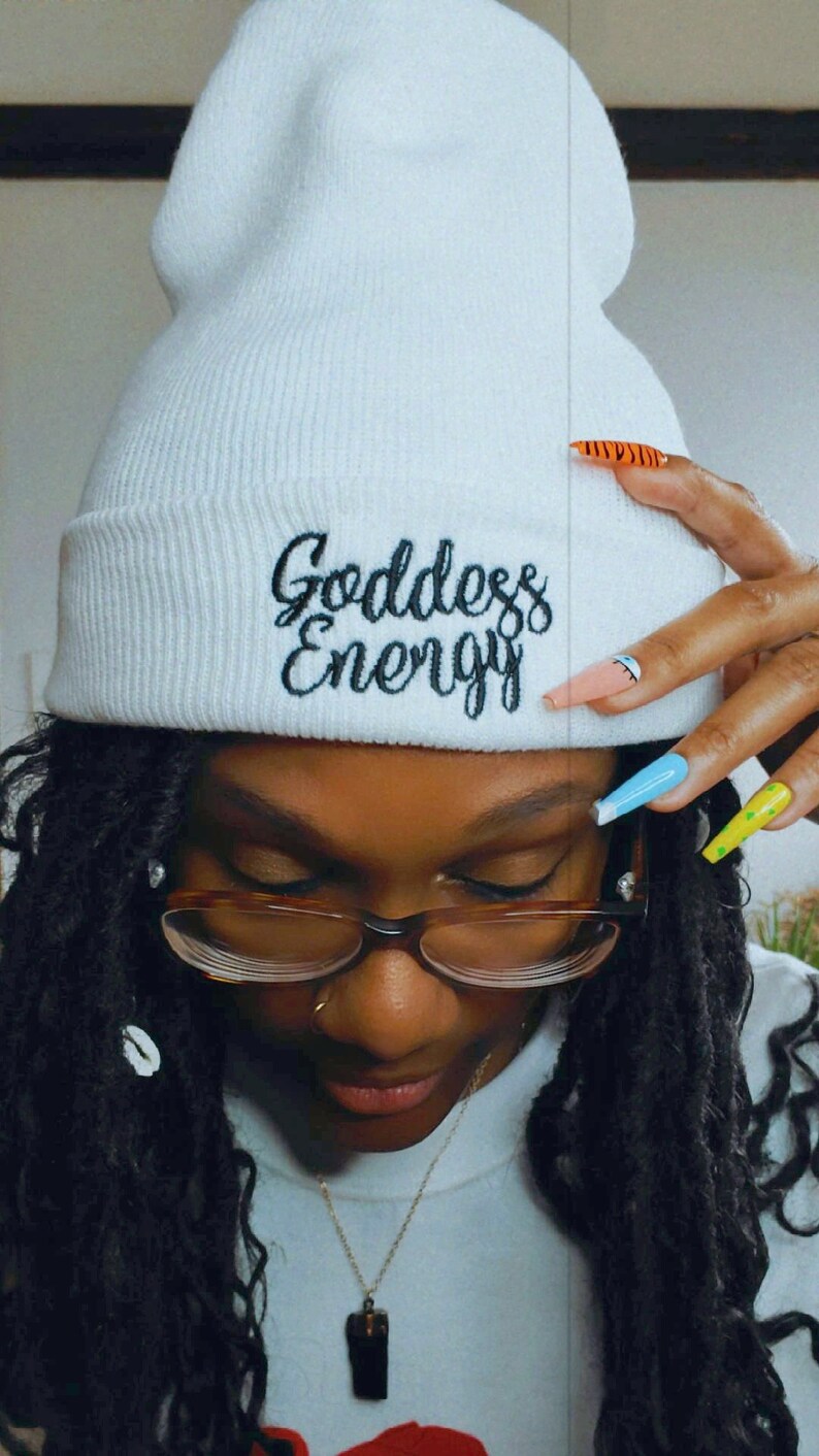 Goddess Energy Beanie Black Girl Magic, Spiritual Hat, Divine Feminine, Spiritual Black Girls, Black is Beautiful, Black Owned, Goddess image 2