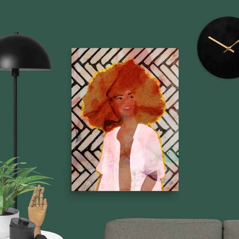 Autumn Black Woman Wall Art, Black Artist, Black Girl Wall Art, Black Illustration, Black Owned Shop, Boho Natural Wall Art, Afro Bohemian image 2