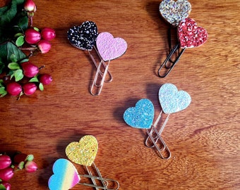 Eine doppelseitige GlitzerHerzspitze mit Papierclip. Planer oder Journal Accessoires.