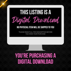 Pu&ograve; includere: Uno schermo di computer con il testo "THIS LISTING IS A Digital Download NO PHYSICAL ITEM WILL BE SHIPPED TO YOU *PLEASE READ FULL ITEM DESCRIPTION BEFORE YOU MAKE YOUR PURCHASE YOU'RE PURCHASING A DIGITAL DOWNLOAD" visualizzato su uno sfondo nero.