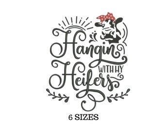 Heifer, Highland, Sketch Embroidery, Cattle, Cow Embroidery, Farmhouse Embroidery, Farm Embroidery