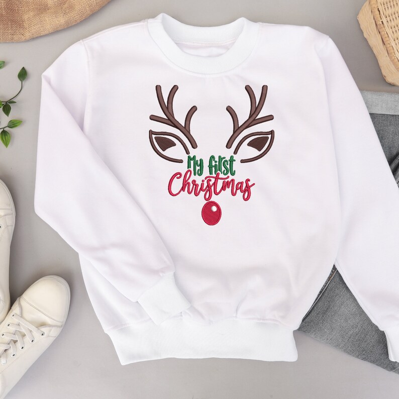 My First Christmas, Infant Embroidery, Baby Girl, Baby Boy, Merry Embroidery, Christmas Baby Files image 7