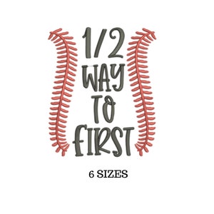 One Half, One Half Embroidery, Girl Half Birthday, Birthday Embroidery, Baseball Embroidery, PES