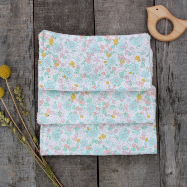 Large Luxury Baby Wipes. Floral Reusable Brushed Cotton Bamboo Wipes. Baby Shower Gift. Unpaper Towels. Plastic Free Eco Friendly.