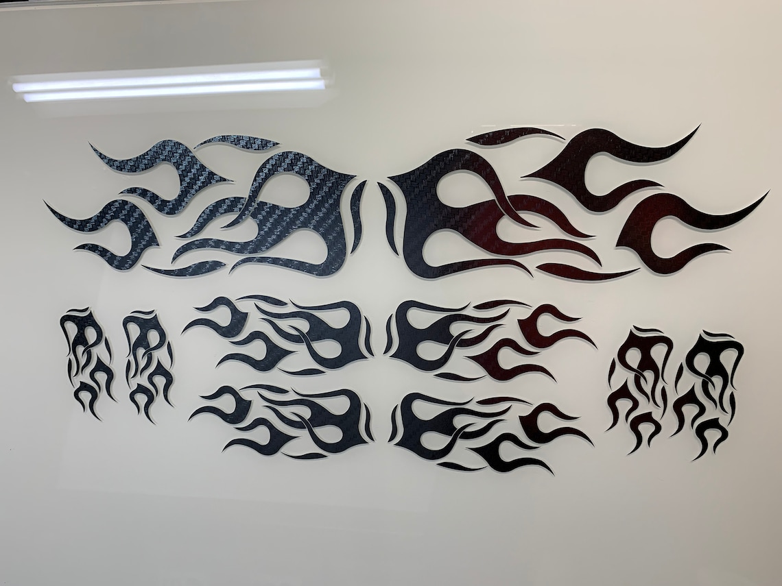 Motorcycle or Vehicle Vinyl Flame Graphic Decal Kit Gun - Etsy