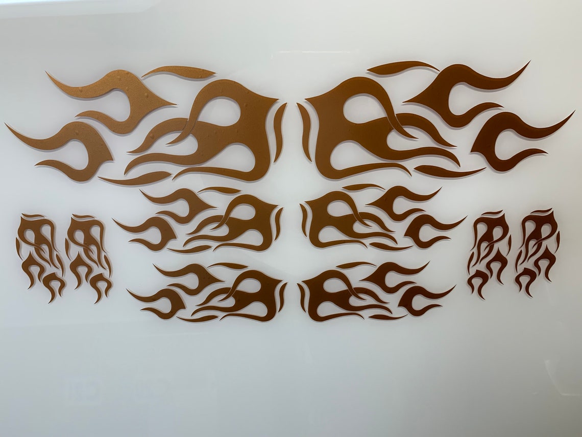 Motorcycle or Vehicle Vinyl Flame Graphic Decal Kit METALIC Etsy