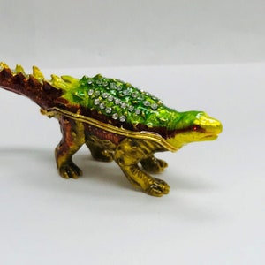 Cristiani Collezione Dinosaur Trinket Box Pewter 14K Gold Plated