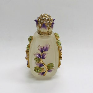 Vintage Cristiani Collezione  Perfume Bottle with crystals Glass Pewter 14K Gold Plated