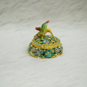 Cristiani Collezione Bird on Trinket Box Pewter 14K Gold Plated