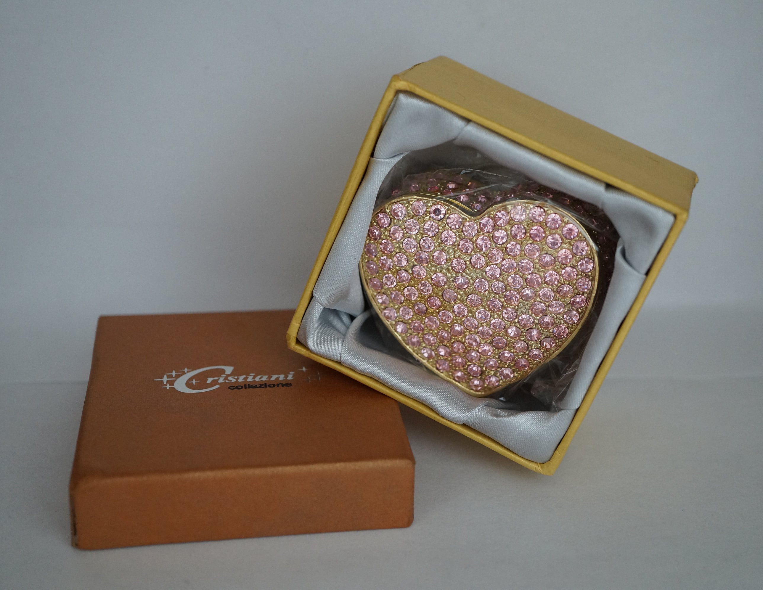 Cristiani Collezione Gold Pink Crystal Heart Trinket Box. Etsy