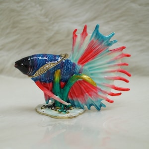 Cristiani Collezione Large Beta Fish Trinket Box 14 K gold plated