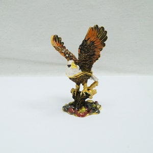 Cristiani Collezione Soaring Eagle Jeweled Pewter Trinket 14K Gold Plated