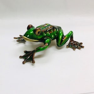 Cristiani Collezione Large Frog Trinket Box Pewter 14K Gold PLated