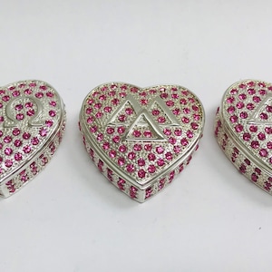 Vintage Sorority Heart Keepsake Trinket  Box.