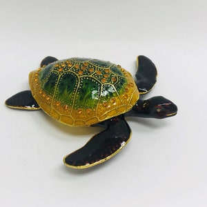 Cristiani Collezione Turtle Trinket Box Pewter 14K Gold Plated