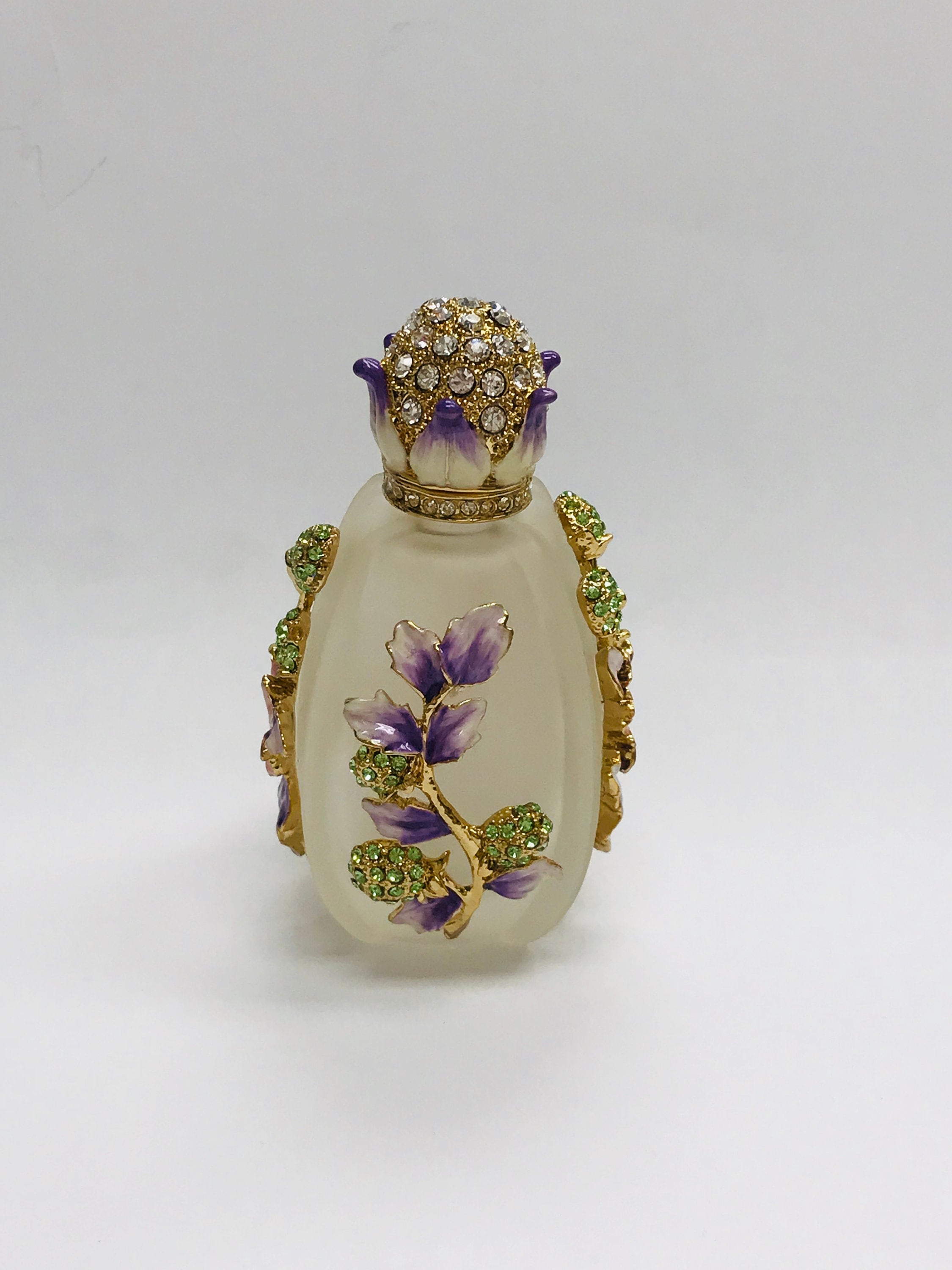 Vintage Cristiani Collezione  Perfume Bottle with crystals Glass Pewter 14K Gold Plated