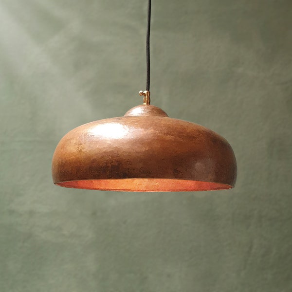 Rustic Copper Pendant Light, Copper Pendant Light Fixture, Dome Farmhouse Kitchen Lighting, Island Kitchen Ceiling Light