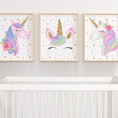Unicorn Wall Art Unicorn Gift Girl Room Decor wall Art Etsy