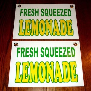 2 Fresh Squeezed LEMONADE Coroplast SIGNS New! 8&quot; X 12&quot; Concession Stand Free Shipping!