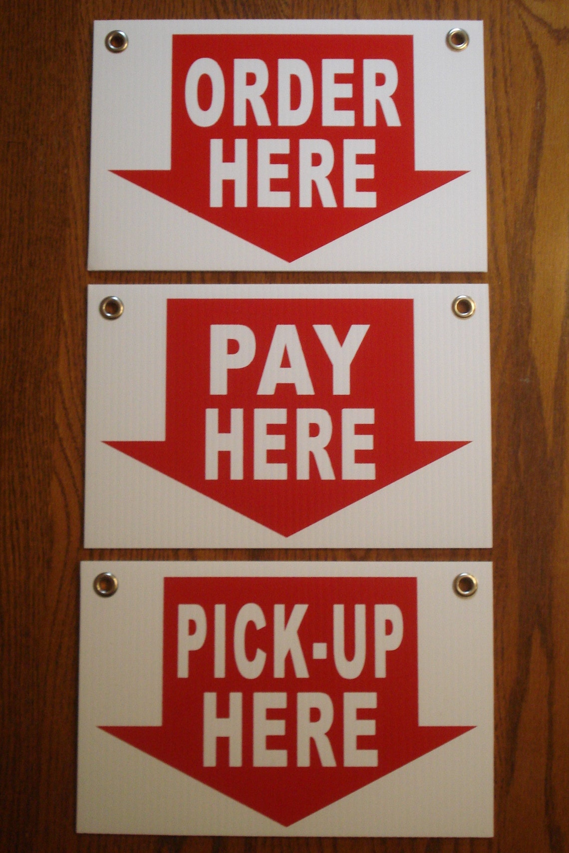 Order Here, Pay Here & Pickup Here Plastic Coroplast Signs 8X12