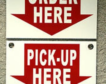 Order Here & Pick-up Here Plastic Coroplast Signs 8X12 Grommets
