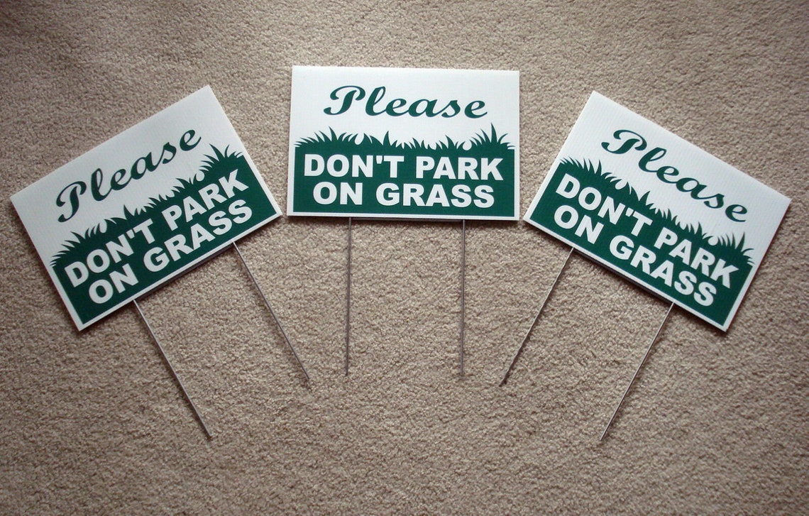 3 Please DON'T PARK on GRASS 8x12 Plastic - Etsy