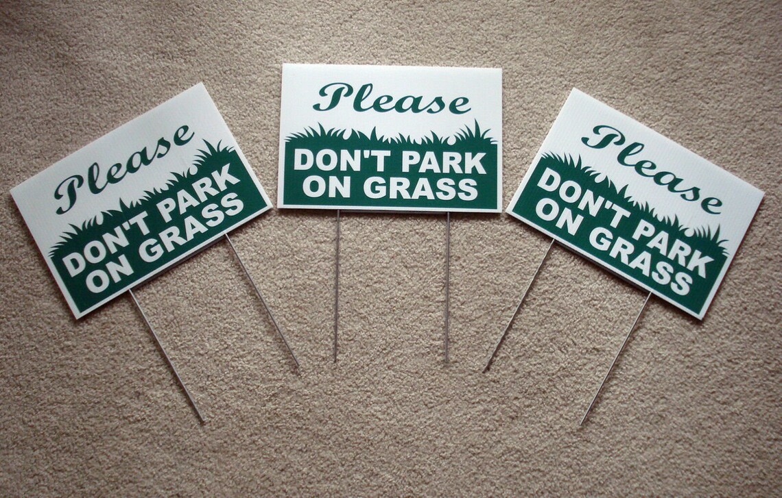 3 Please DON'T PARK on GRASS 8x12 Plastic - Etsy