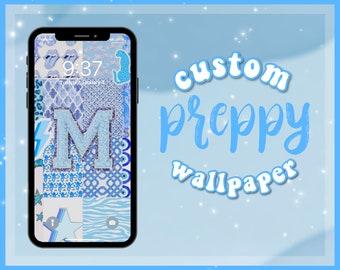 preppy blue custom wallpaper | phone wallpaper | preppy