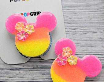 Sunset Beach Minnie Style Hawaiian Flower PopSockets® Summer Fun Flamingo Disney PopSockets