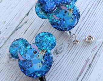 Miniature Disney Stitch Retractable Badge Reels, Alligator Belt Clip, Nurse Badge Holder, Minnie Mickey Style Reels