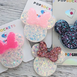 Minnie Style With Bow PopSockets® Pick your color, Opal PopSocket, Mickey Minnie Glitter PopSockets