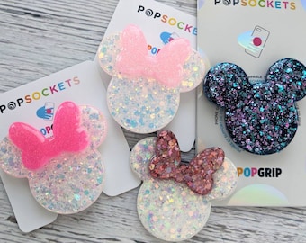 Minnie Style With Bow PopSockets® Pick your color, Opal PopSocket, Mickey Minnie Glitter PopSockets