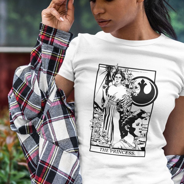 The Princess Leia Star Wars Tarot Card Graphic T Shirt Black/White - General Leia/Leia Skywalker/Princess Leia