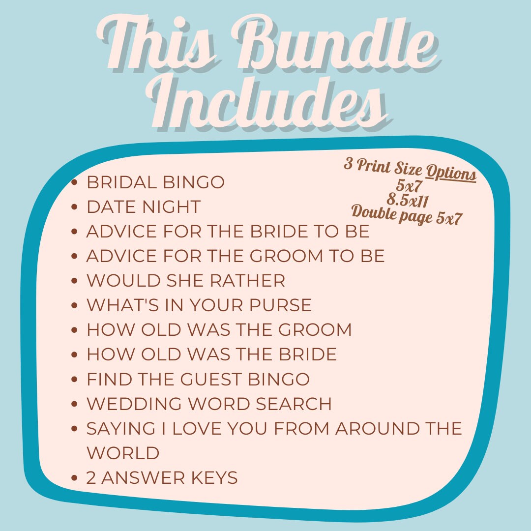 Beach Bridal Shower, Bridal Shower Bingo, Bridal Shower Bundle, Beach
