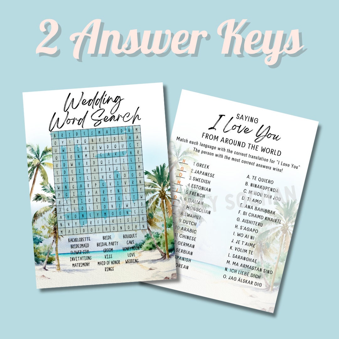 Beach Bridal Shower, Bridal Shower Bingo, Bridal Shower Bundle, Beach